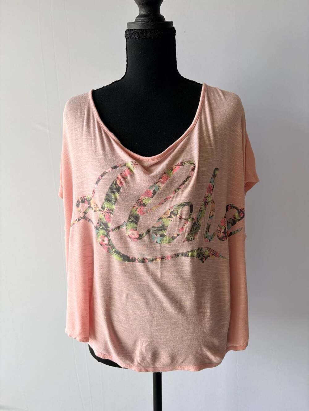Lane Bryant Aloha Top 2X Pink Floral Cutout Back (121)